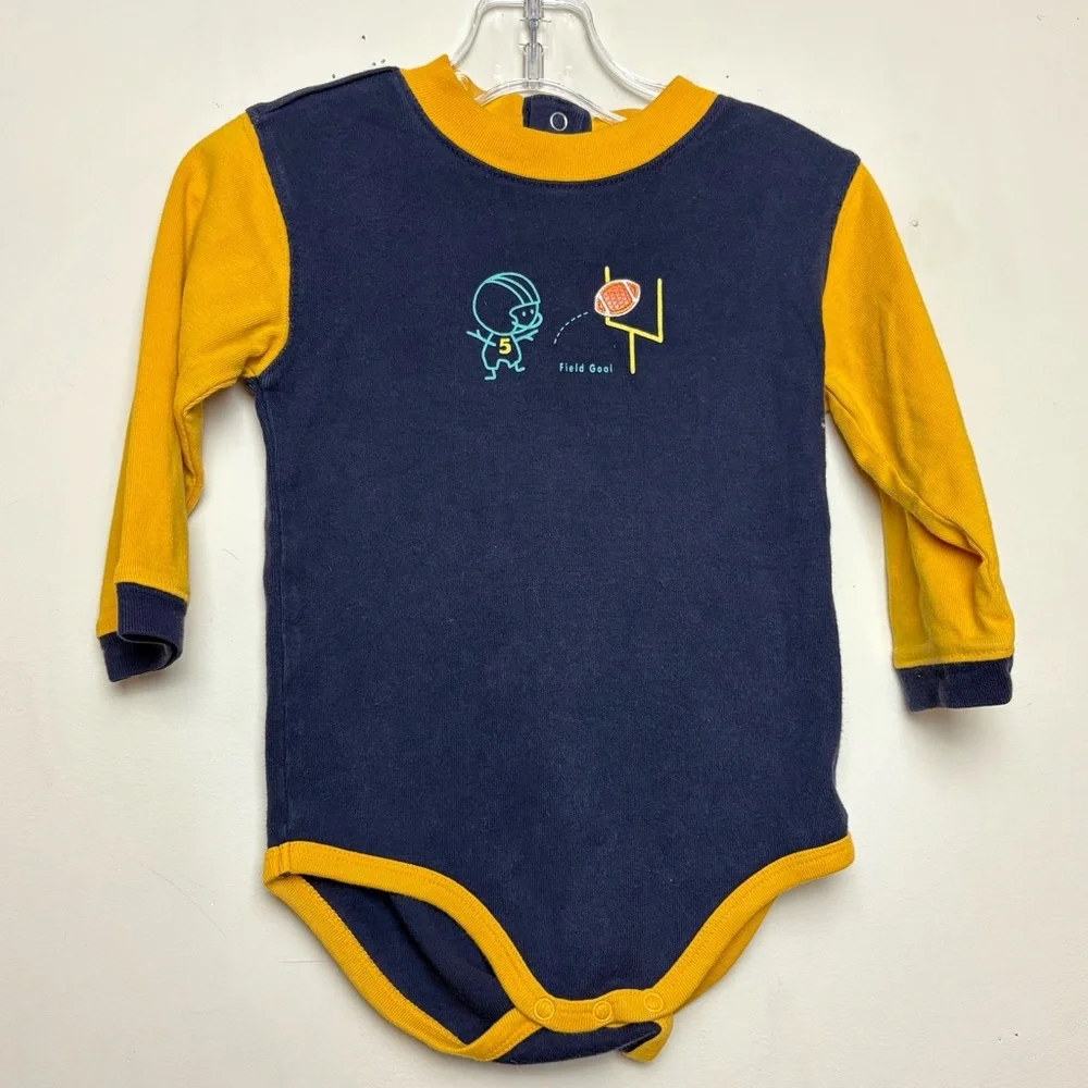 Vintage Gymboree Baby Bodysuit Size 12-19 Months Blue Football‎ Field Goal Fall